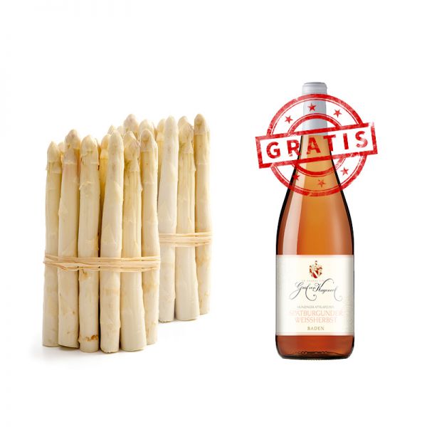 Frischer weißer Spargel aus Beelitz XXL Paket 2 Kilo plus 1 Flasche Spargelwein Gratis
